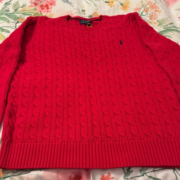 Polo Ralph Lauren Red Cable Knit Sweater Boys Size XL (18/20) - Picture 2 of 4
